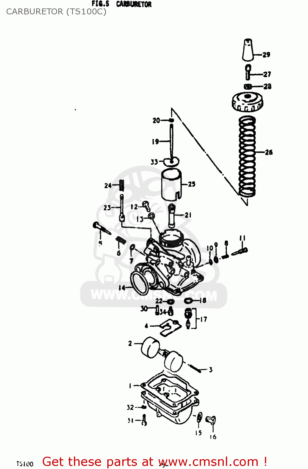 CARBURETOR (TS100C) TS100 1978 (C) USA (E03)