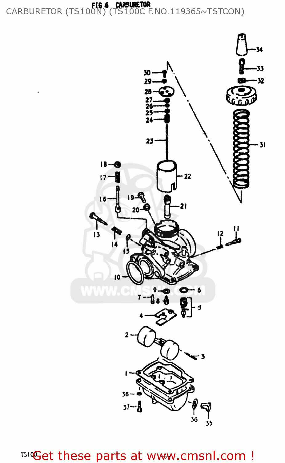 CARBURETOR (TS100N) (TS100C F.NO.119365~TSTCON) TS100 1978 (C) USA (E03)
