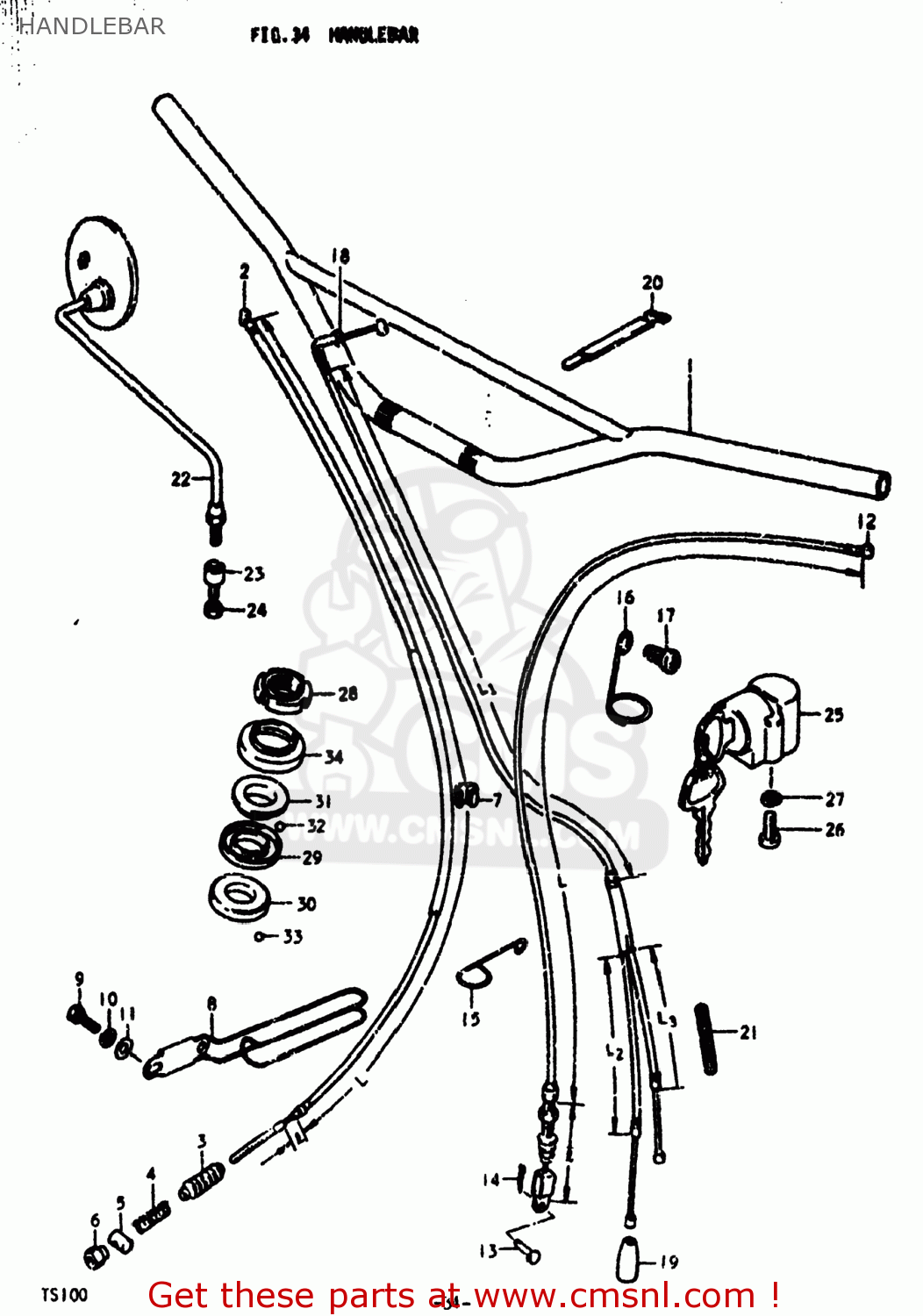 HANDLEBAR TS100 1978 (C) USA (E03)