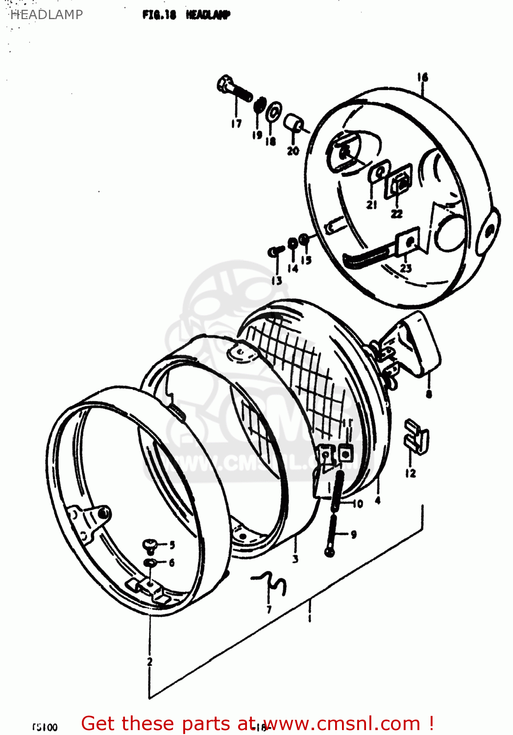 HEADLAMP TS100 1978 (C) USA (E03)