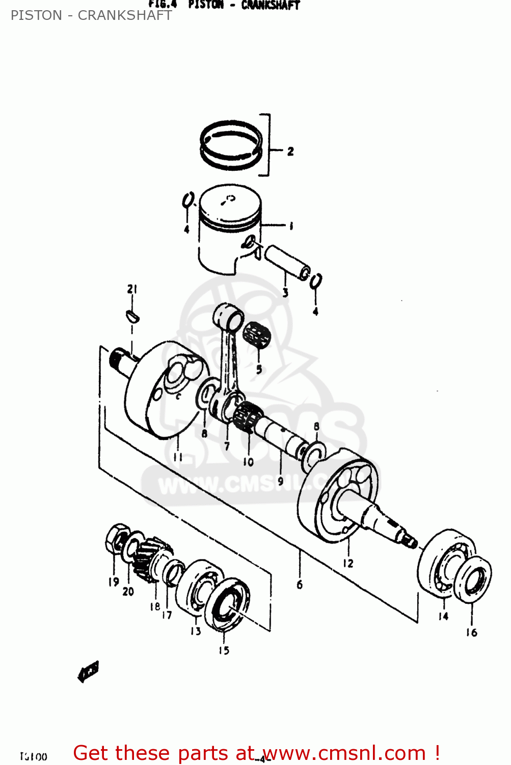PISTON - CRANKSHAFT TS100 1978 (C) USA (E03)