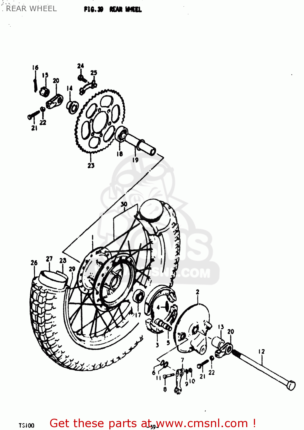 REAR WHEEL TS100 1978 (C) USA (E03)