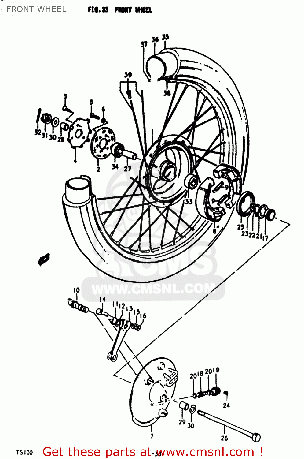 FRONT WHEEL TS100 1979 (N) USA (E03)