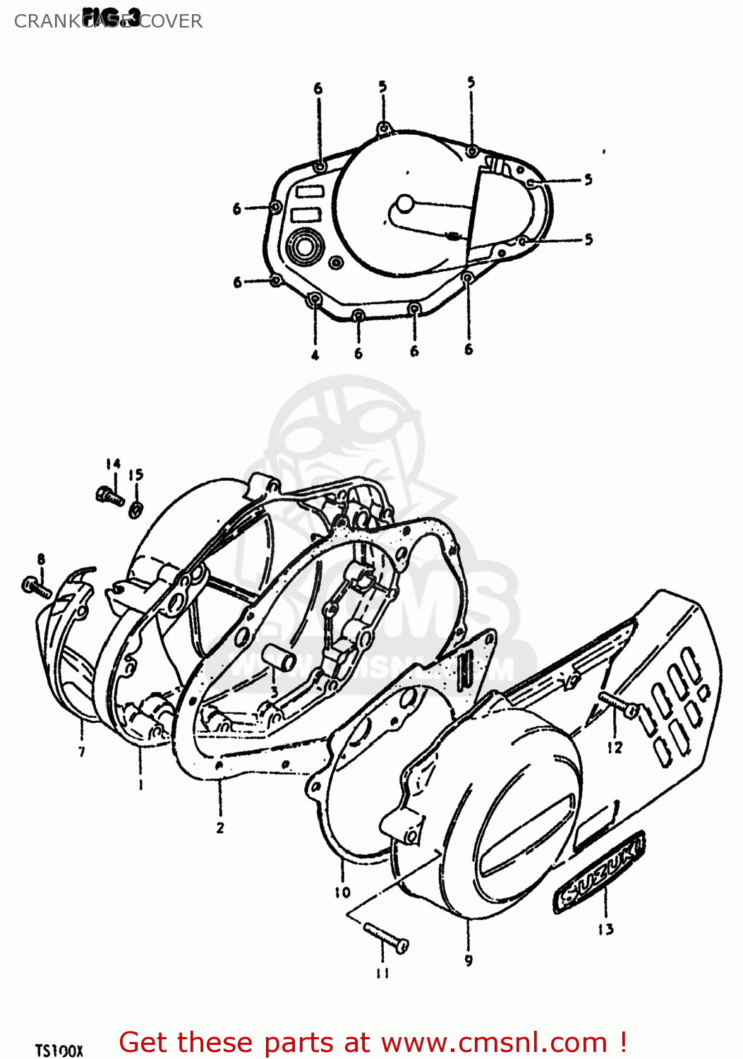 CRANKCASE COVER TS100 1980 (T) USA (E03)