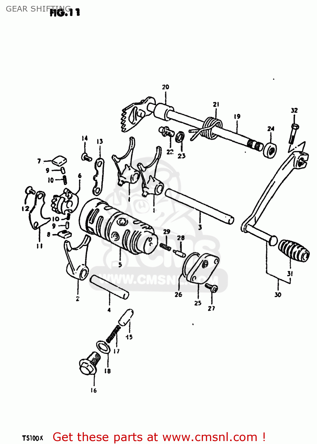 GEAR SHIFTING TS100 1980 (T) USA (E03)