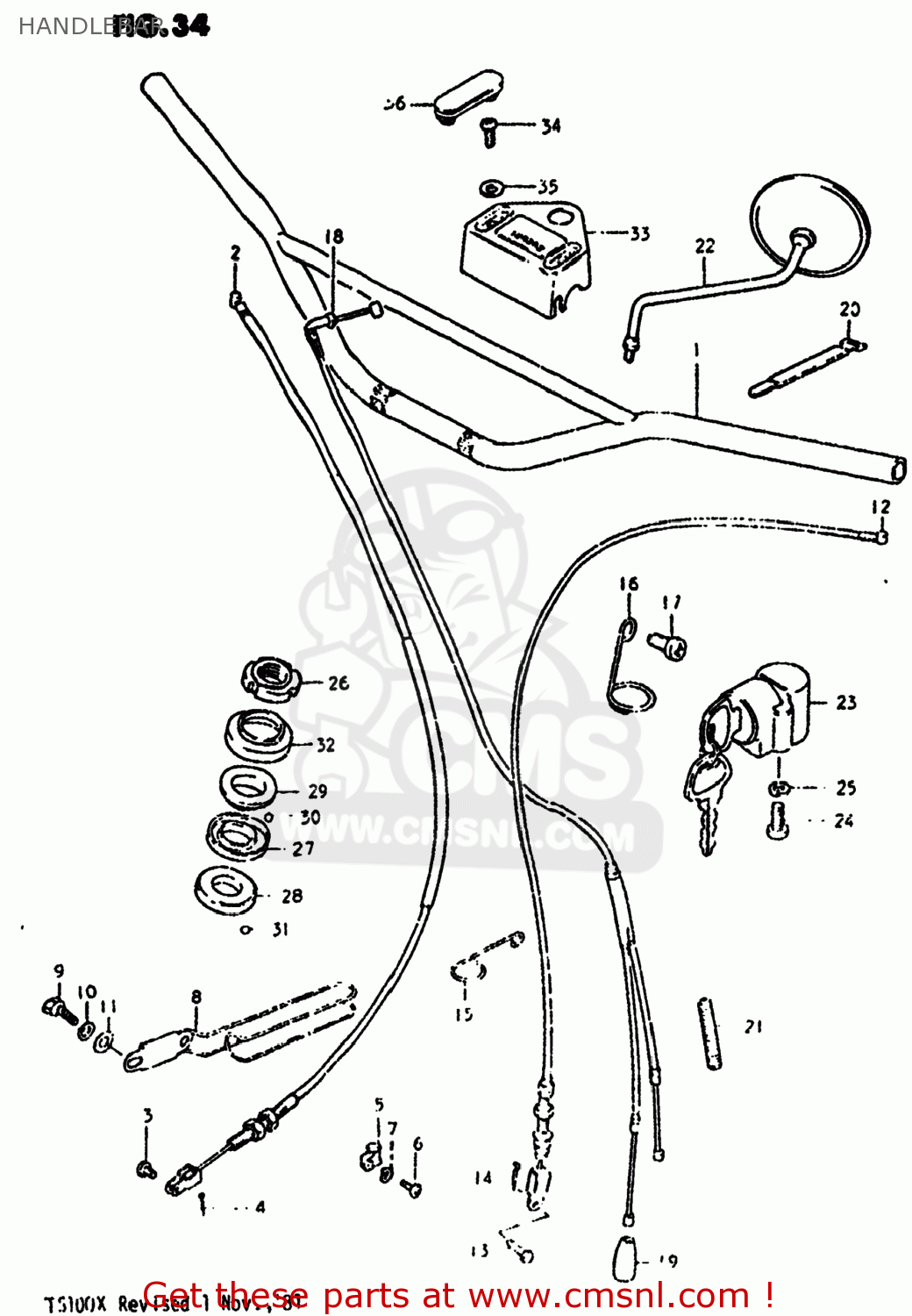 HANDLEBAR TS100 1980 (T) USA (E03)