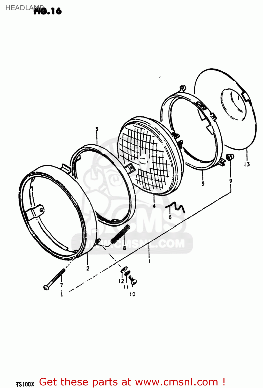 HEADLAMP TS100 1980 (T) USA (E03)