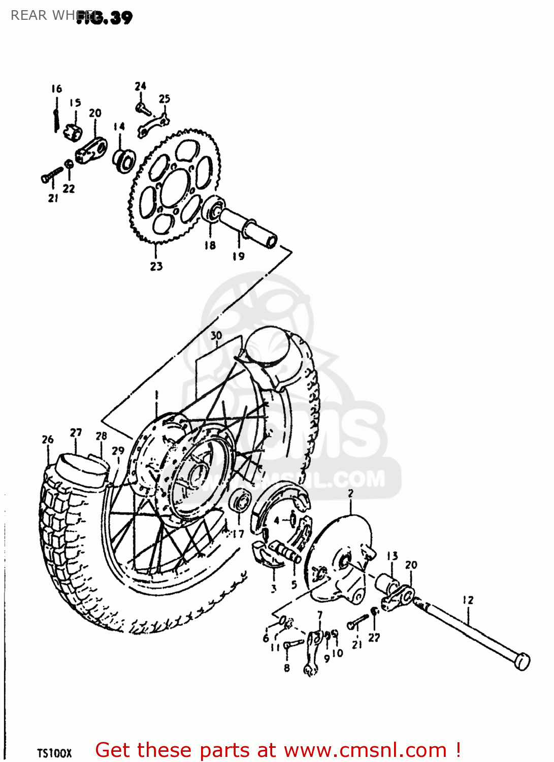 REAR WHEEL TS100 1980 (T) USA (E03)