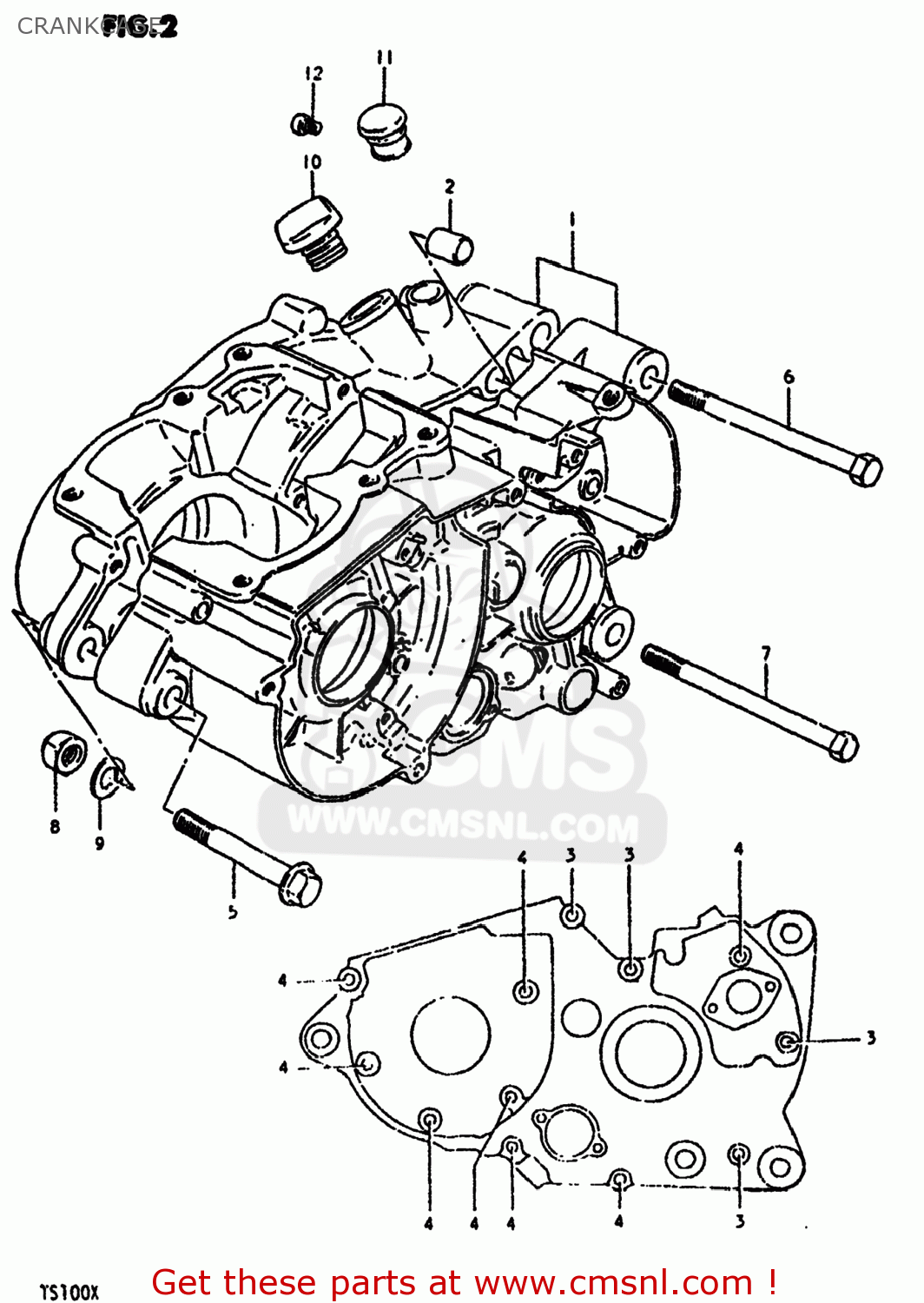 CRANKCASE TS100 1981 (X) USA (E03)