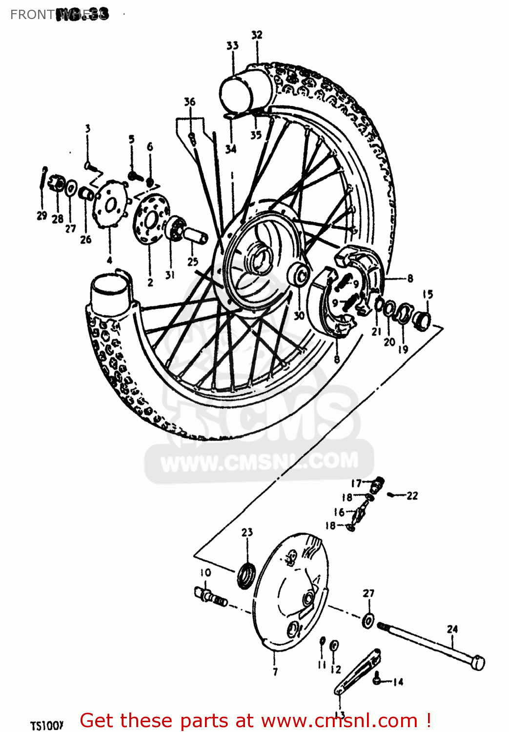 FRONT WHEEL TS100 1981 (X) USA (E03)