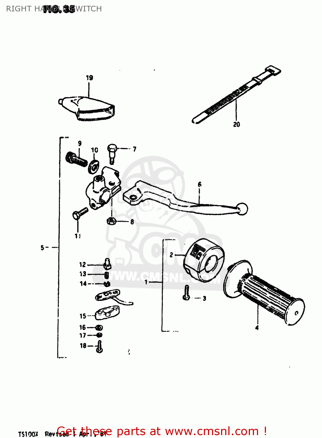 RIGHT HANDLE SWITCH TS100 1981 (X) USA (E03)