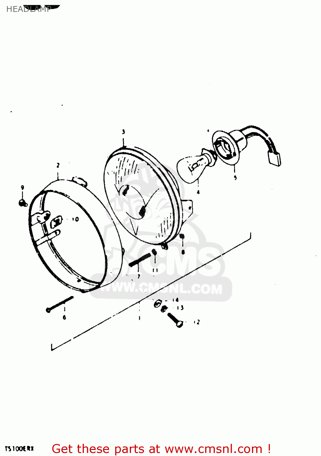 HEADLAMP TS100ER 1980 (T) (E01 E02 E09 E24 E30)
