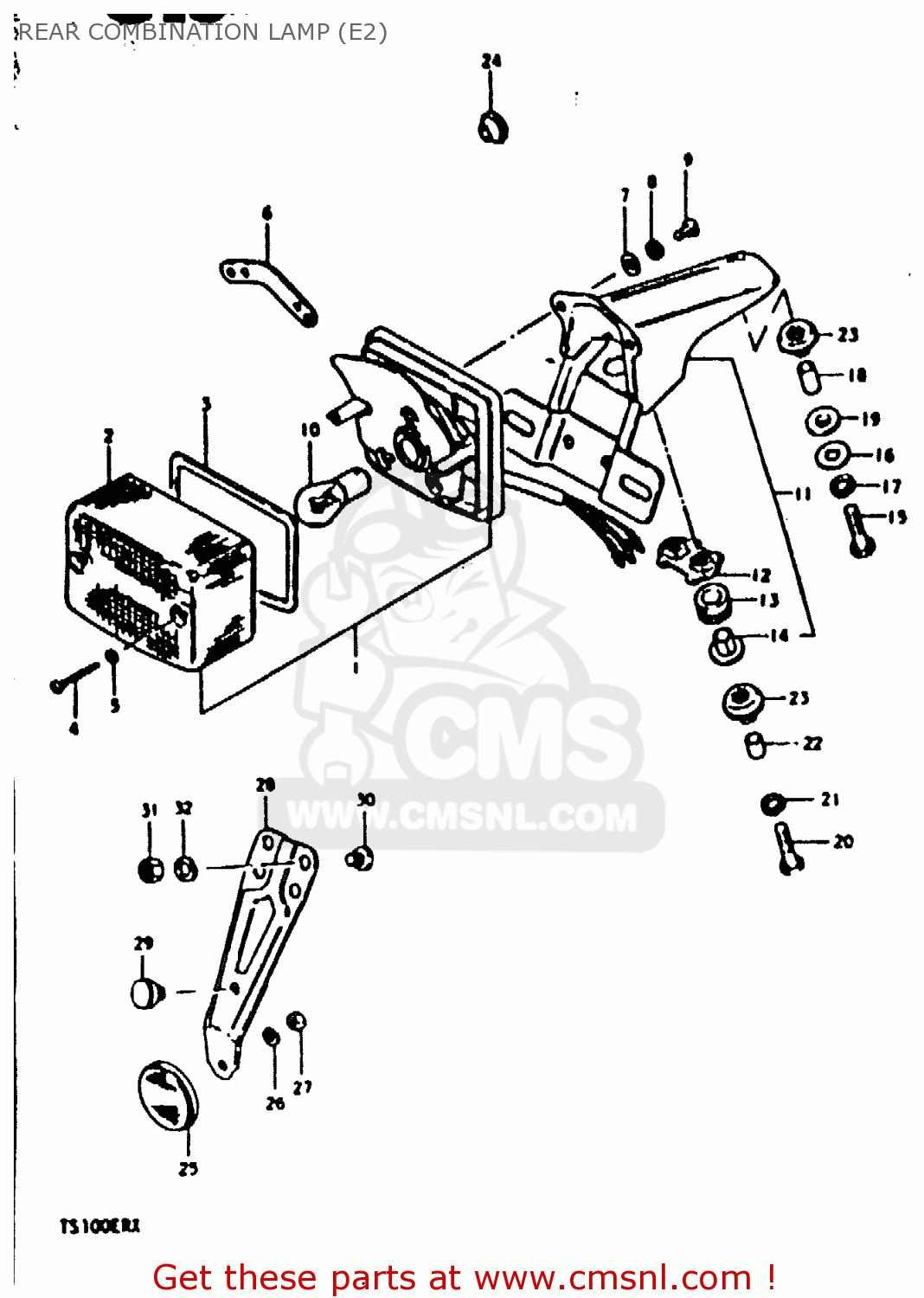 REAR COMBINATION LAMP (E2) TS100ER 1980 (T) (E01 E02 E09 E24 E30)