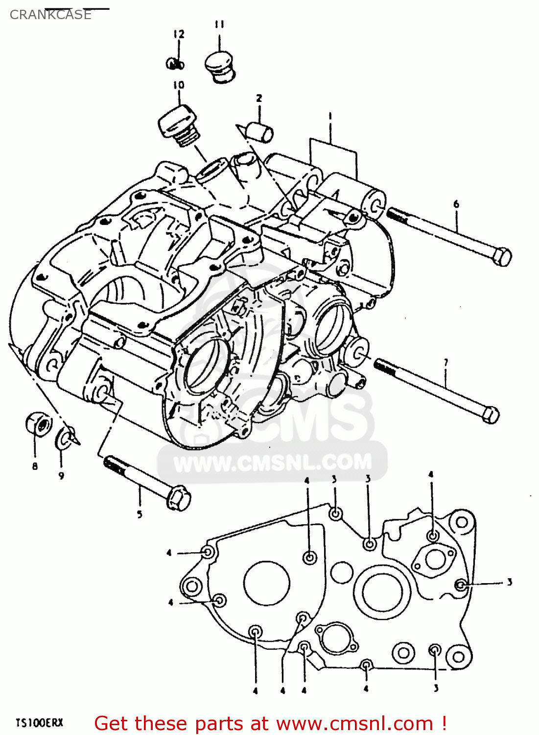 CRANKCASE TS100ER 1980 (T) (E01 E02 E09 E24 E30)