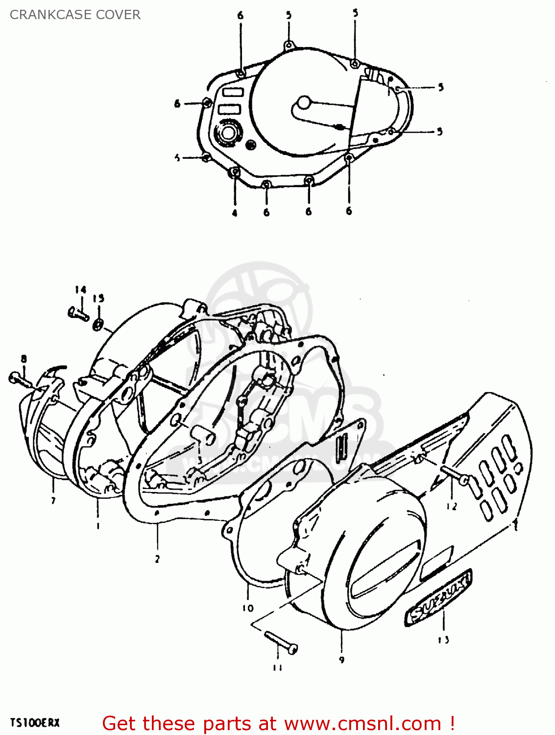CRANKCASE COVER TS100ER 1980 (T) (E01 E02 E09 E24 E30)