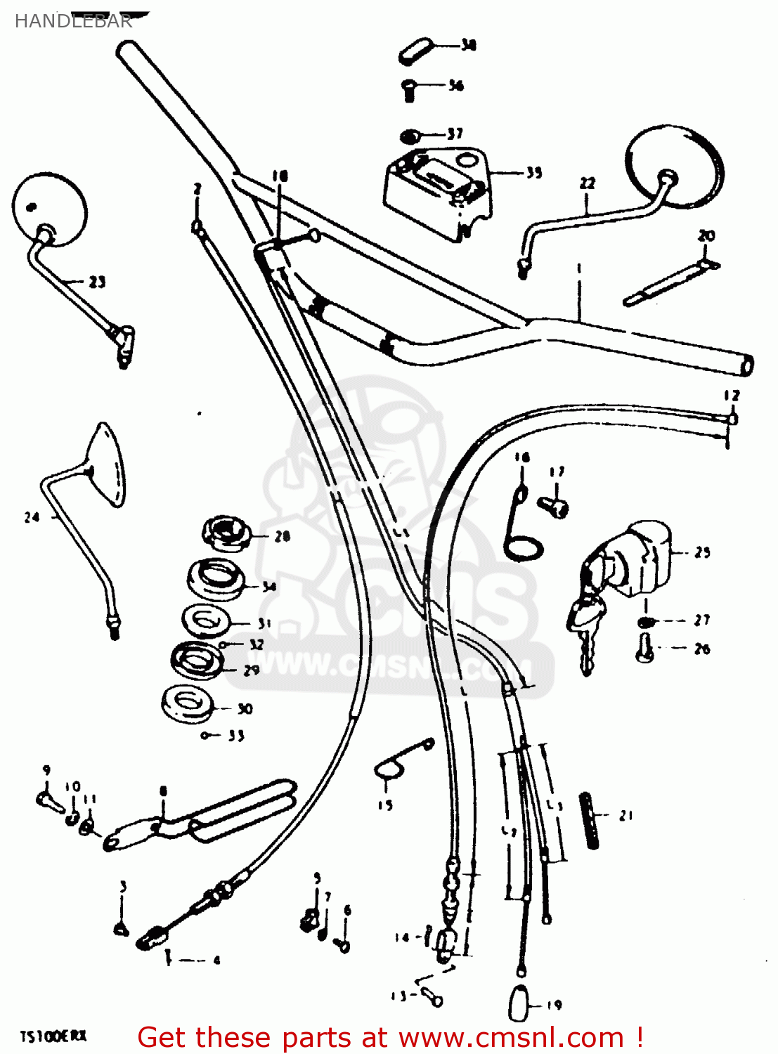 HANDLEBAR TS100ER 1980 (T) (E01 E02 E09 E24 E30)
