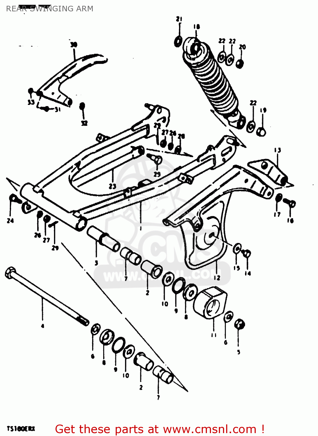 REAR SWINGING ARM TS100ER 1980 (T) (E01 E02 E09 E24 E30)