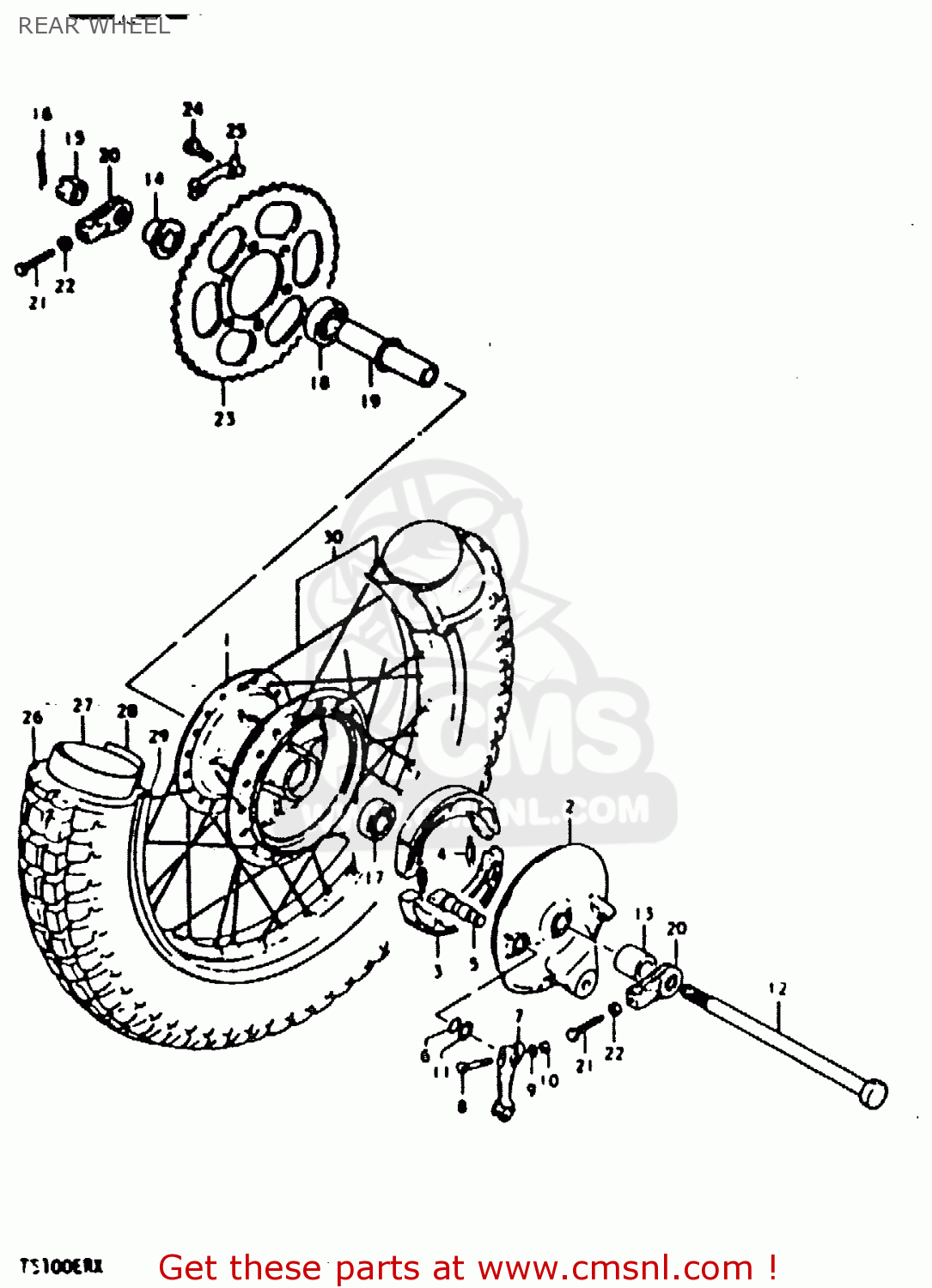 REAR WHEEL TS100ER 1980 (T) (E01 E02 E09 E24 E30)