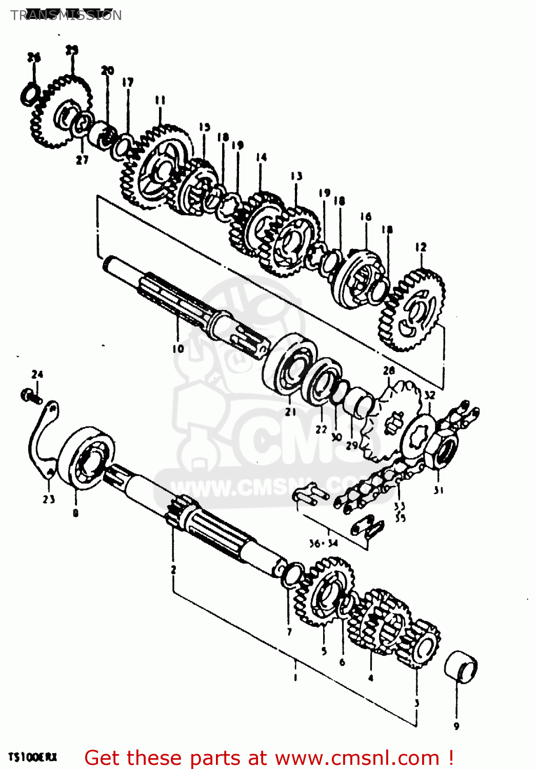 TRANSMISSION TS100ERX 1981 (ERX) (E01 E02 E08 E09 E10 E24 E30)