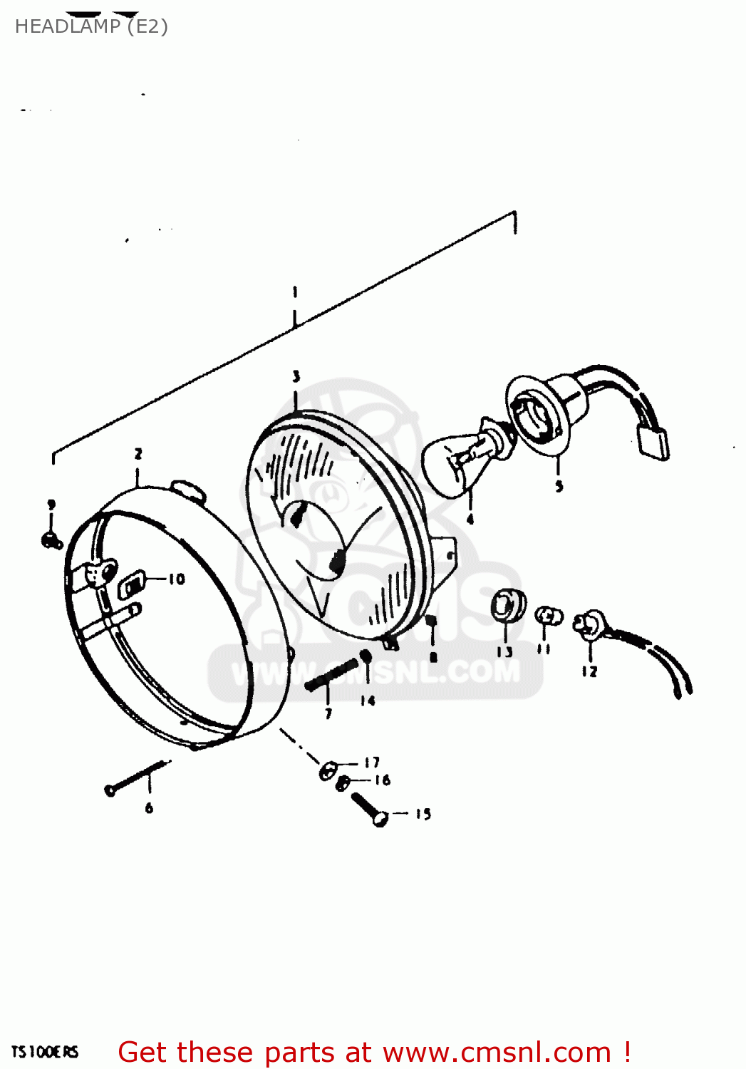 HEADLAMP (E2) TS100ERX 1981 (ERX) (E01 E02 E08 E09 E10 E24 E30)