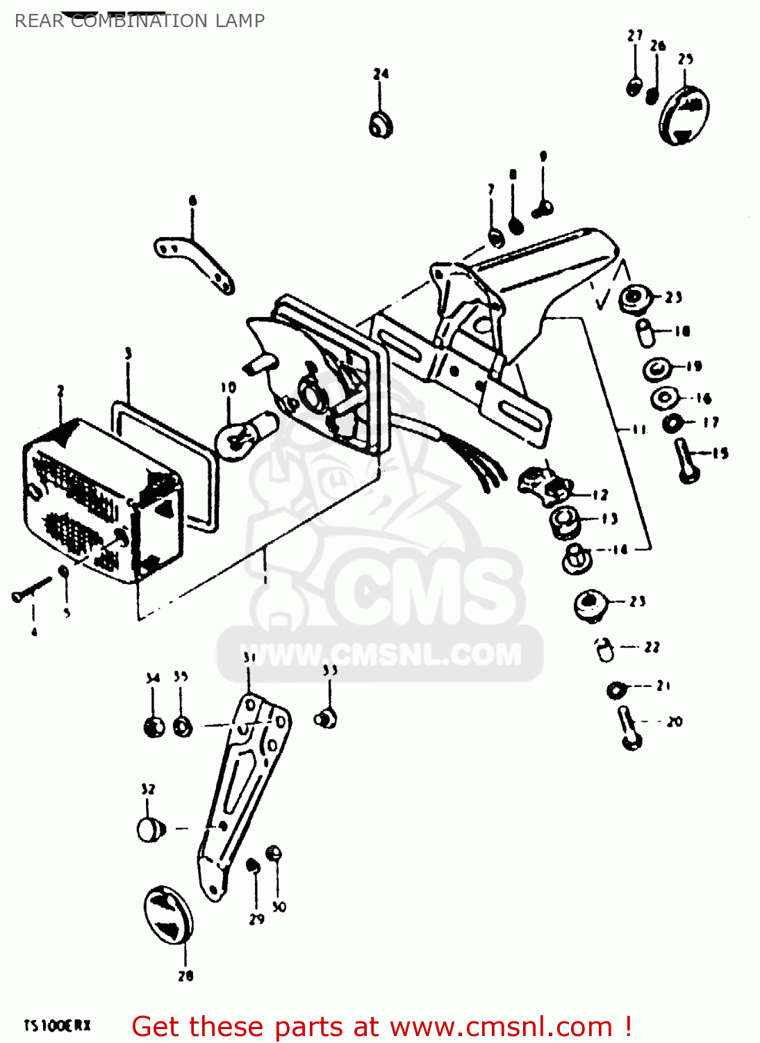 REAR COMBINATION LAMP TS100ERX 1981 (ERX) (E01 E02 E08 E09 E10 E24 E30)
