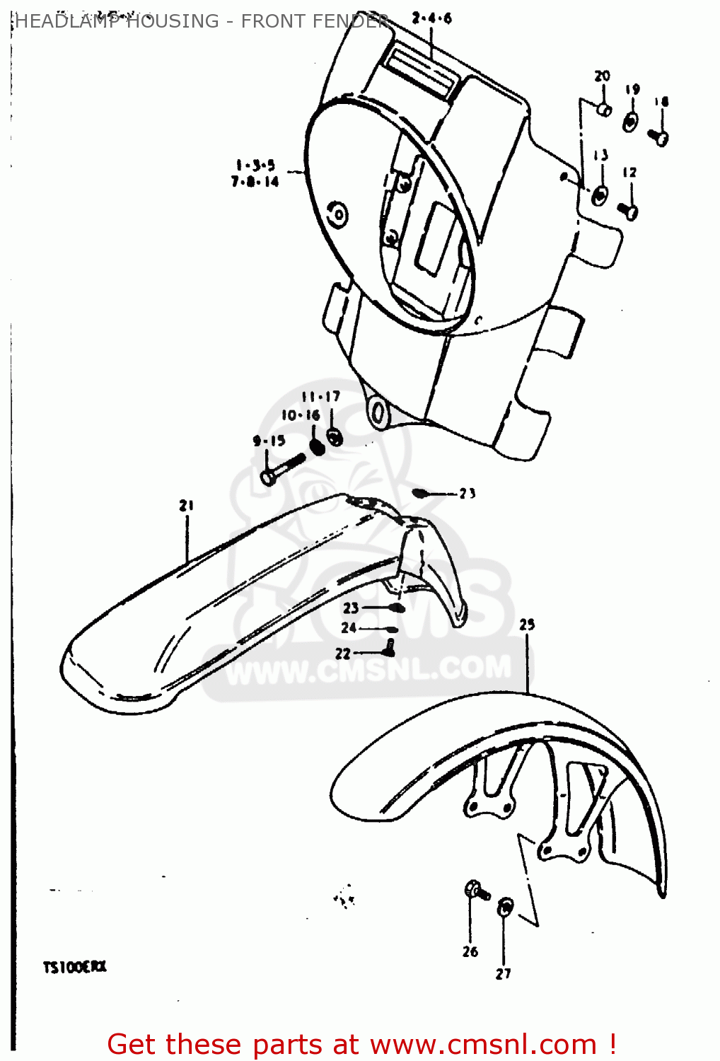 HEADLAMP HOUSING - FRONT FENDER TS100ERX 1981 (ERX) (E01 E02 E08 E09 E10 E24 E30)