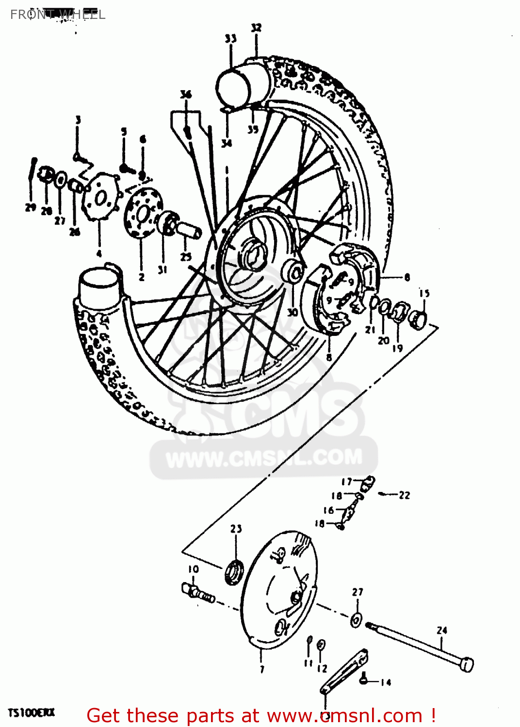 FRONT WHEEL TS100ERX 1981 (ERX) (E01 E02 E08 E09 E10 E24 E30)