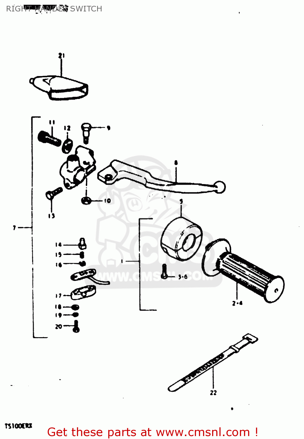RIGHT HANDLE SWITCH TS100ERX 1981 (ERX) (E01 E02 E08 E09 E10 E24 E30)