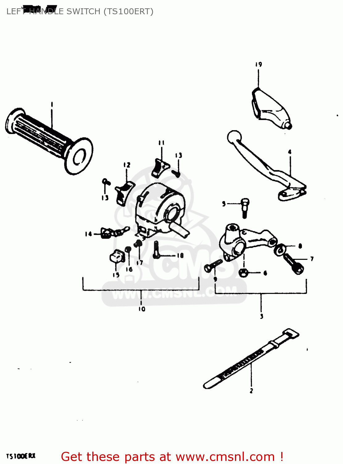 LEFT HANDLE SWITCH (TS100ERT) TS100ERX 1981 (ERX) (E01 E02 E08 E09 E10 E24 E30)