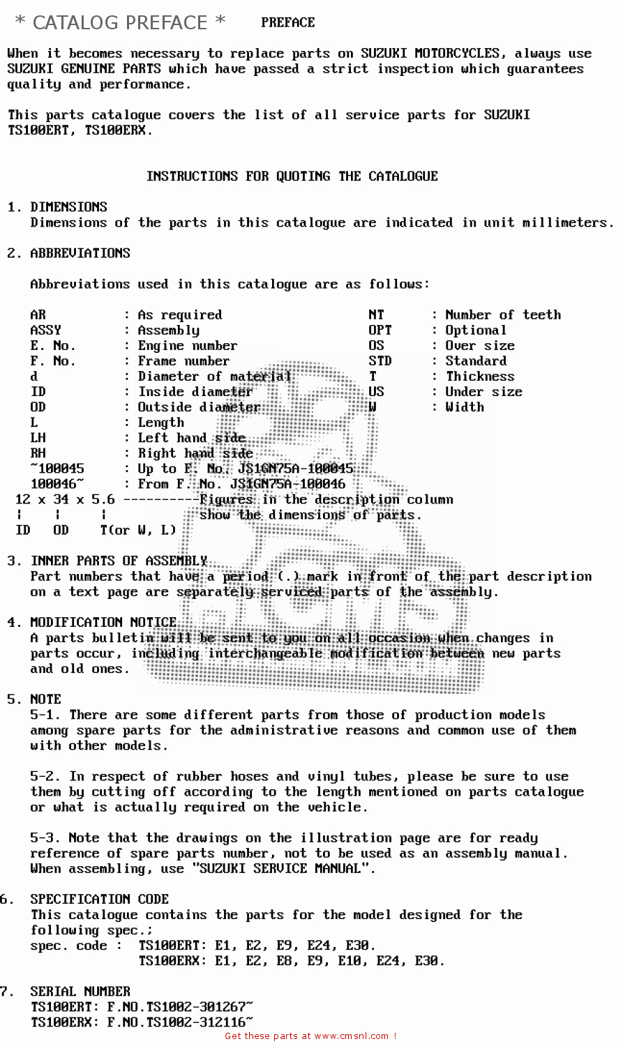 * CATALOG PREFACE * TS100ERX 1981 (ERX) (E01 E02 E08 E09 E10 E24 E30)