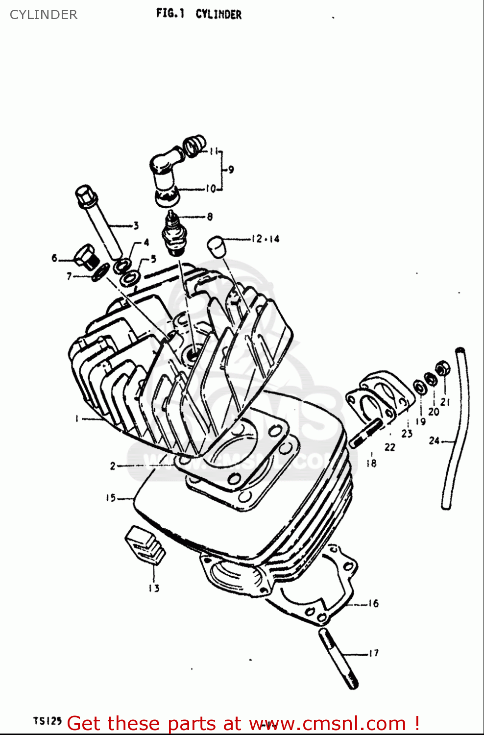 CYLINDER TS125 1971 1972 (R) (J) USA (E03)