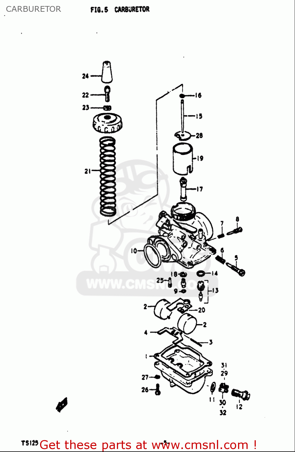 CARBURETOR TS125 1971 1972 (R) (J) USA (E03)