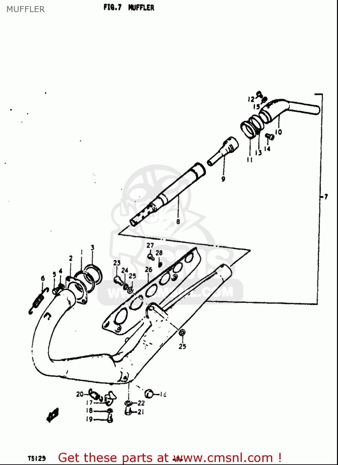 MUFFLER TS125 1971 1972 (R) (J) USA (E03)