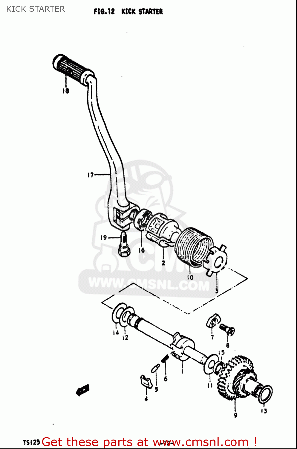 KICK STARTER TS125 1971 1972 (R) (J) USA (E03)