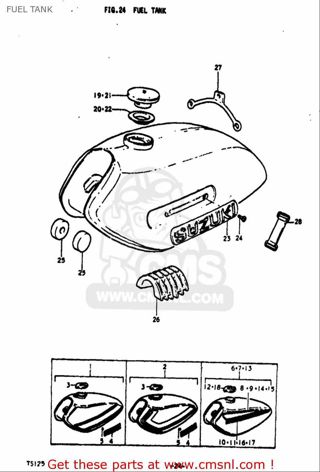 FUEL TANK TS125 1971 1972 (R) (J) USA (E03)