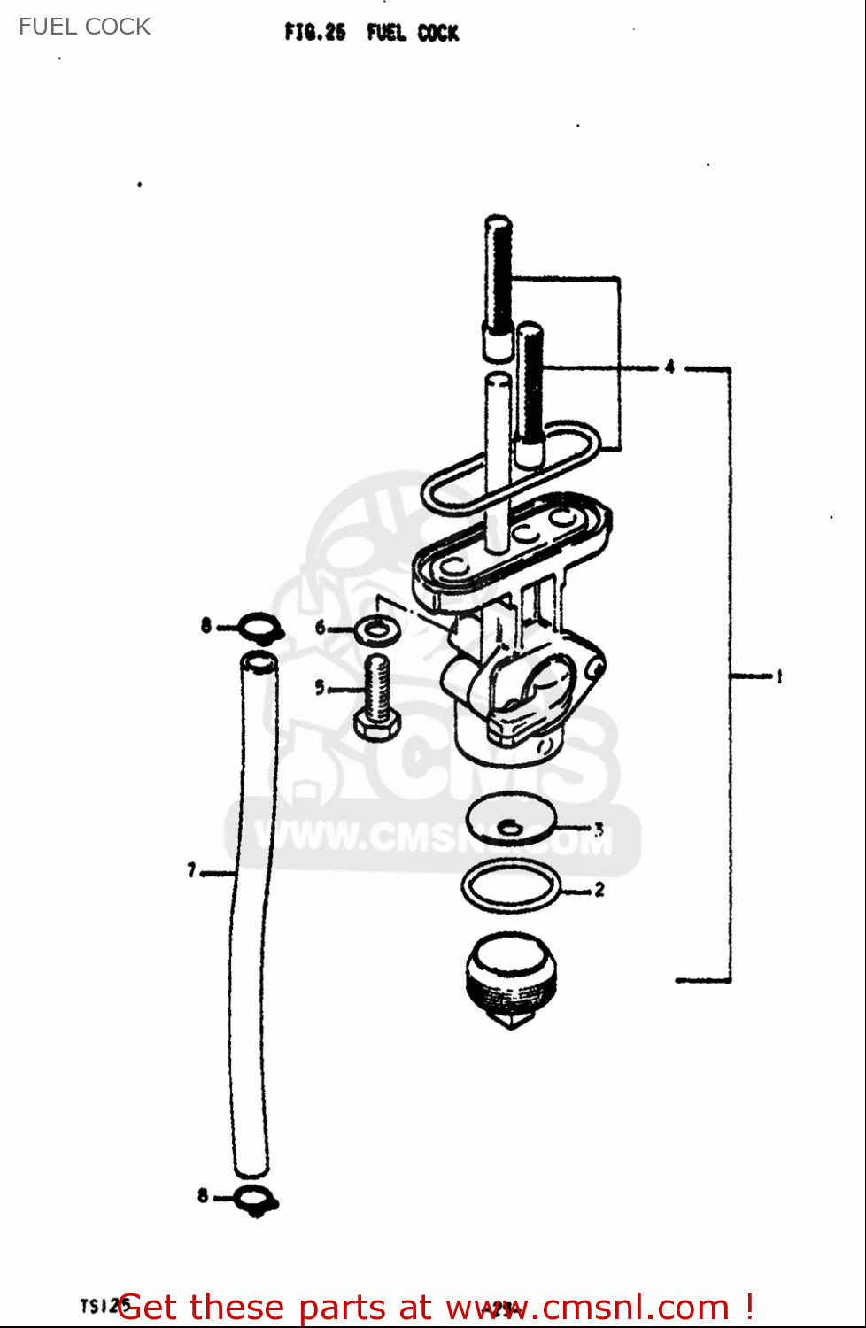 FUEL COCK TS125 1971 1972 (R) (J) USA (E03)