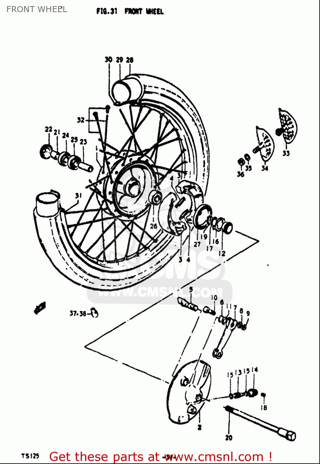FRONT WHEEL TS125 1971 1972 (R) (J) USA (E03)