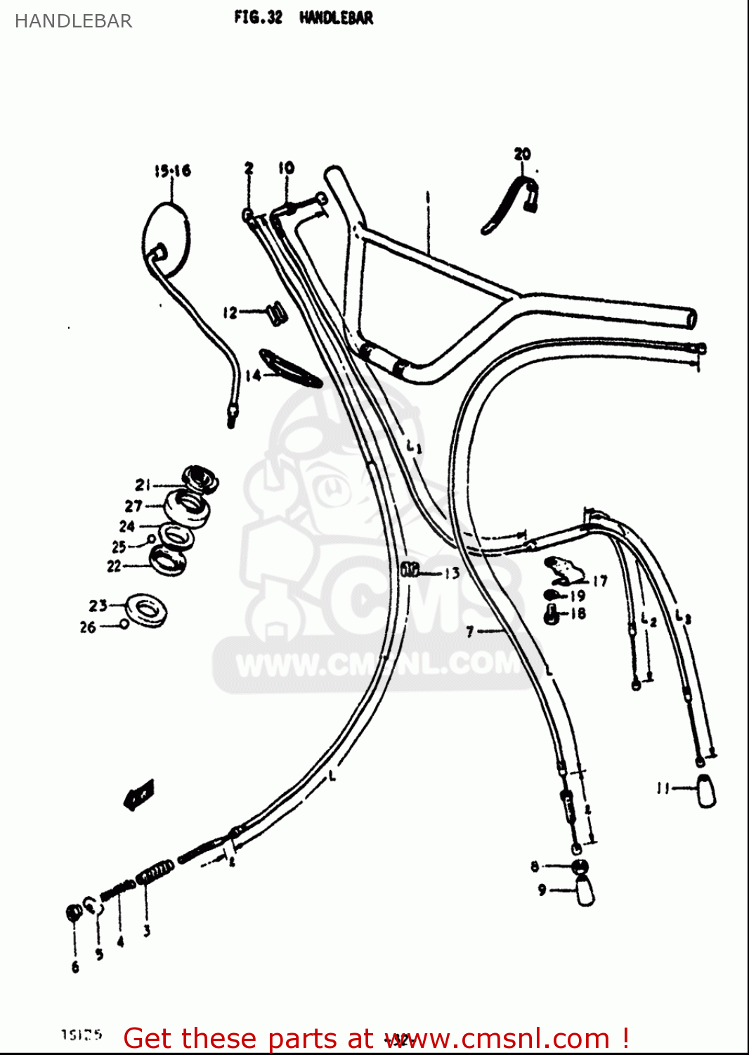 HANDLEBAR TS125 1971 1972 (R) (J) USA (E03)