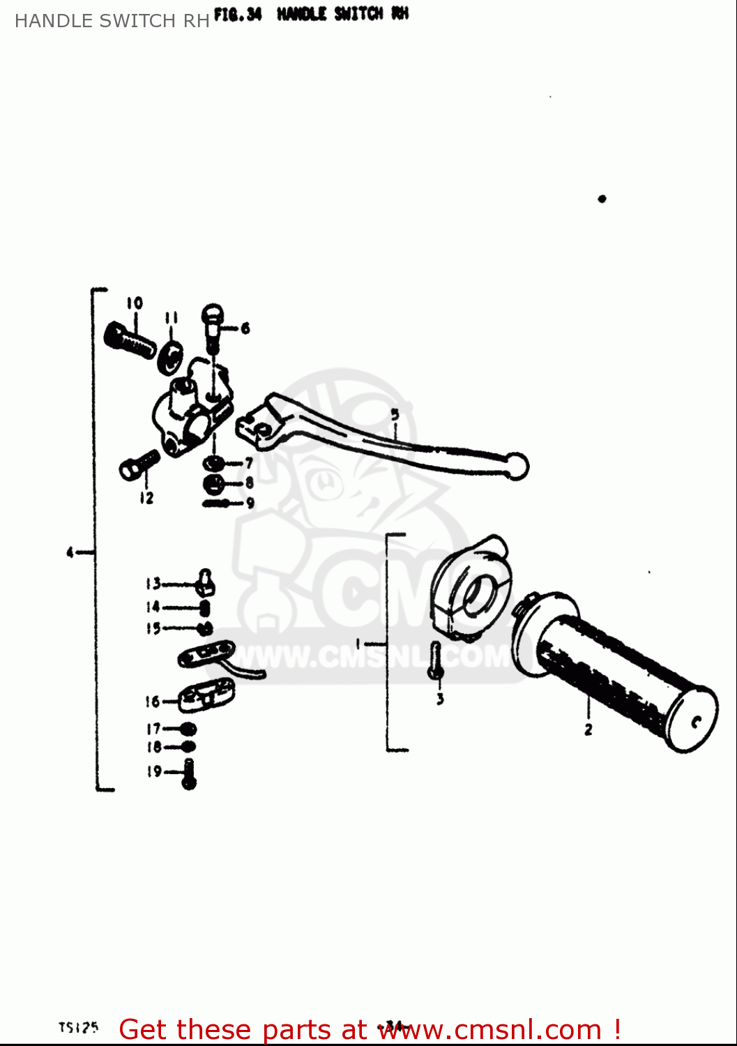 HANDLE SWITCH RH TS125 1971 1972 (R) (J) USA (E03)