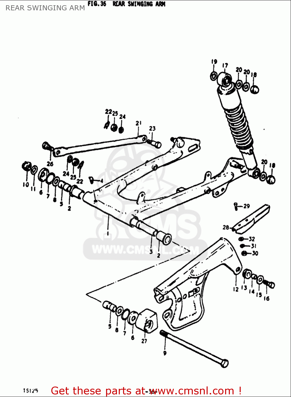 REAR SWINGING ARM TS125 1971 1972 (R) (J) USA (E03)