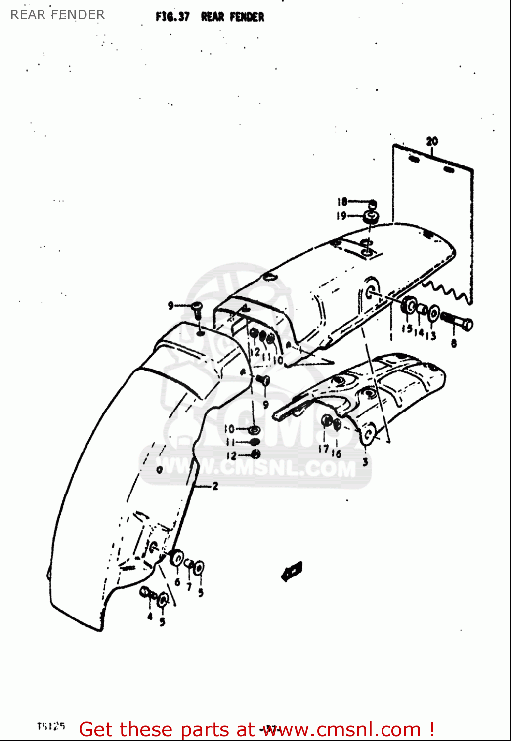 REAR FENDER TS125 1971 1972 (R) (J) USA (E03)