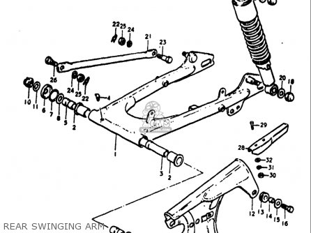 REAR SWINGING ARM - TS125 1971 1972 (R) (J) USA (E03)