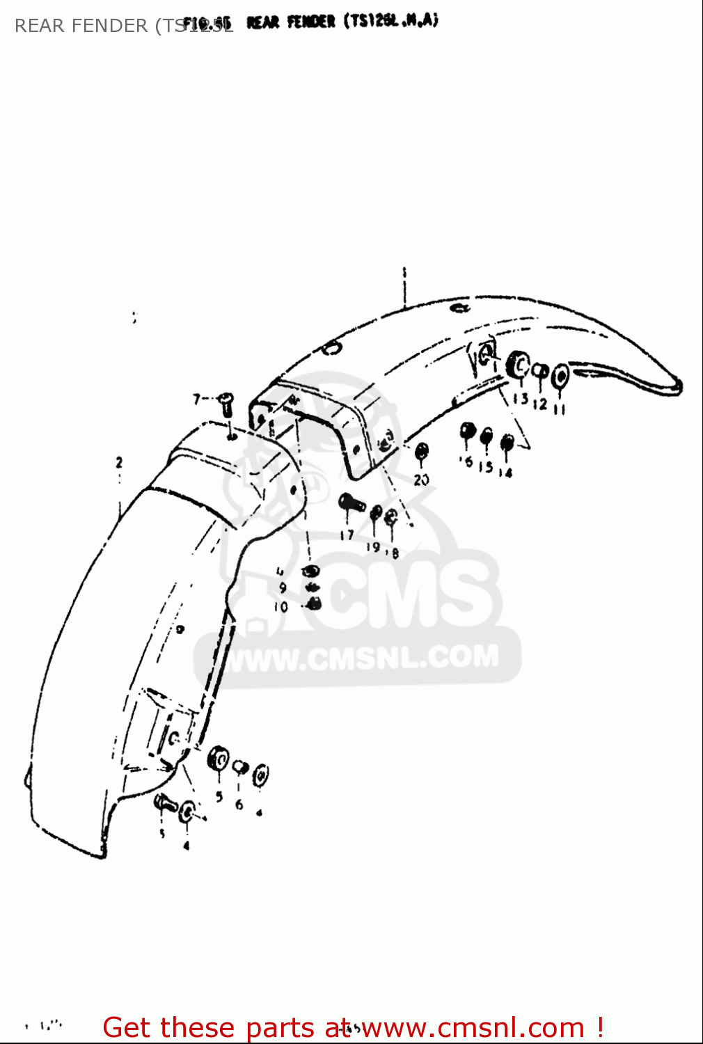 Suzuki TS125 1973 (K) USA (E03) REAR FENDER (TS125L - buy original REAR ...