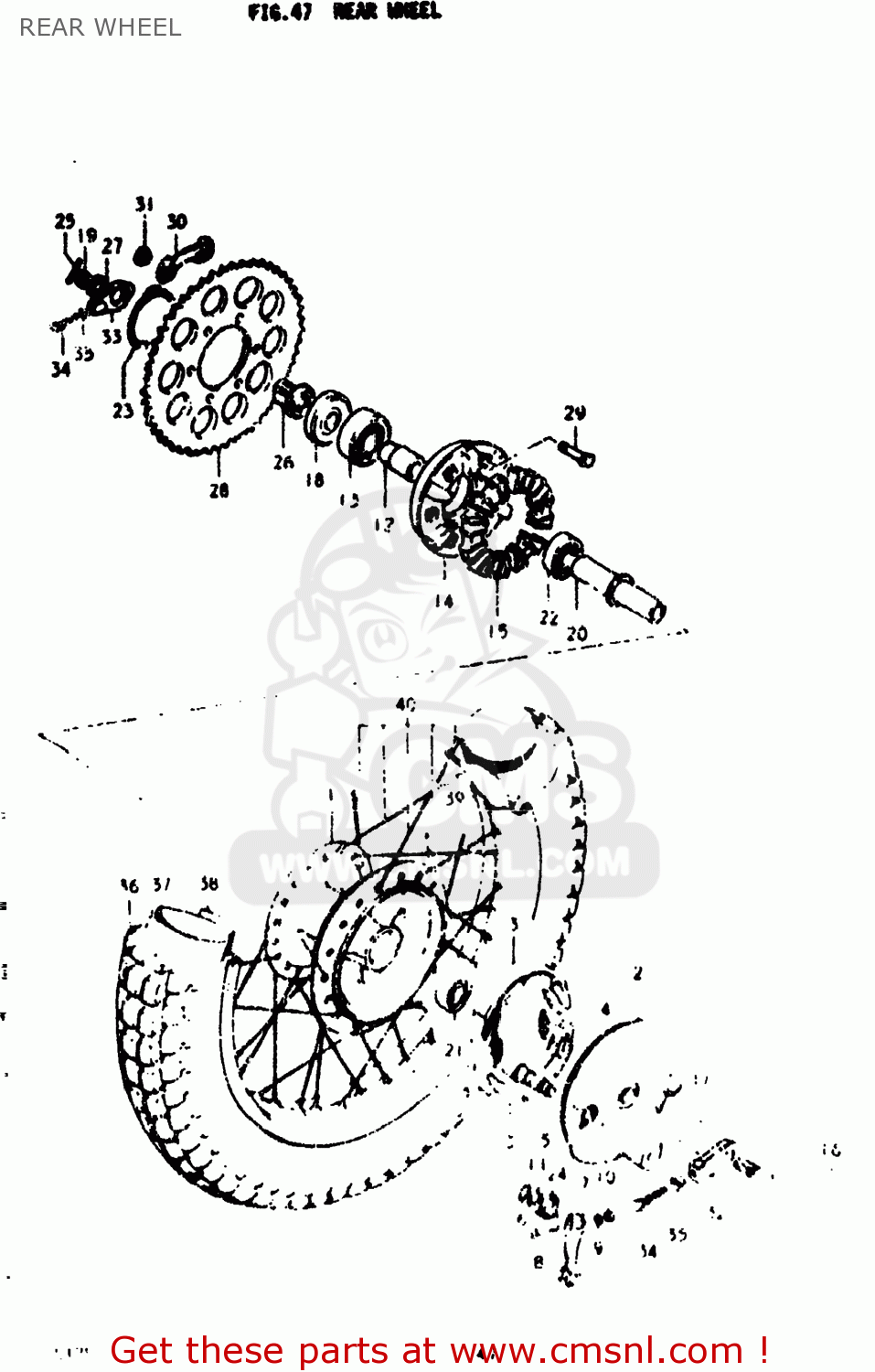 REAR WHEEL TS125 1973 (K) USA (E03)