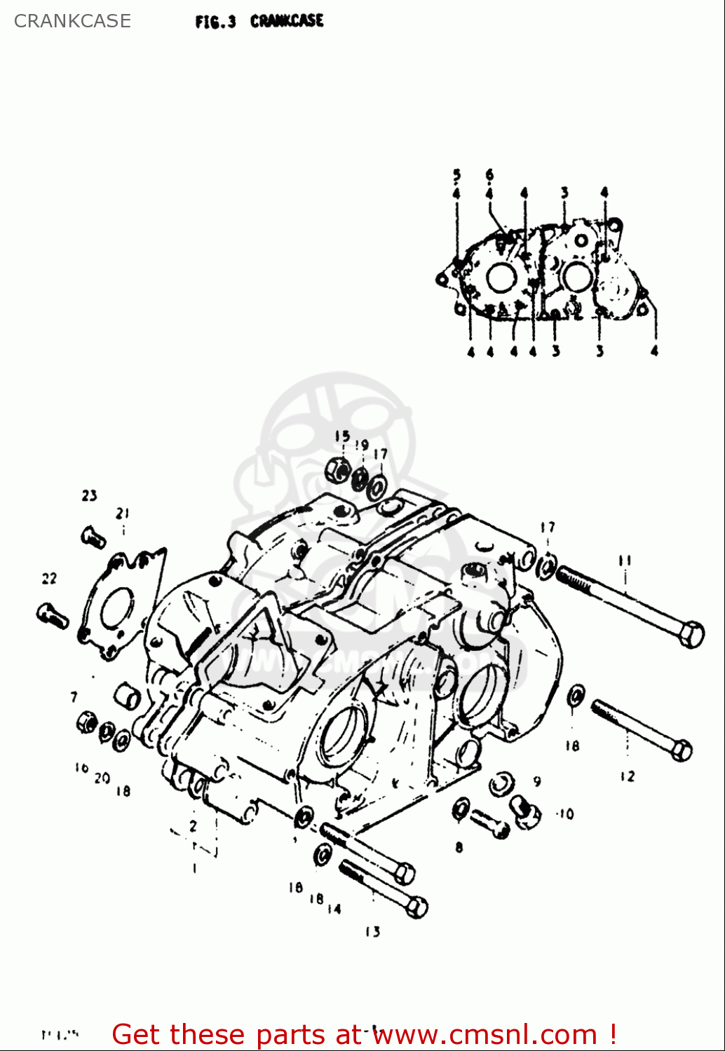 CRANKCASE TS125 1973 (K) USA (E03)