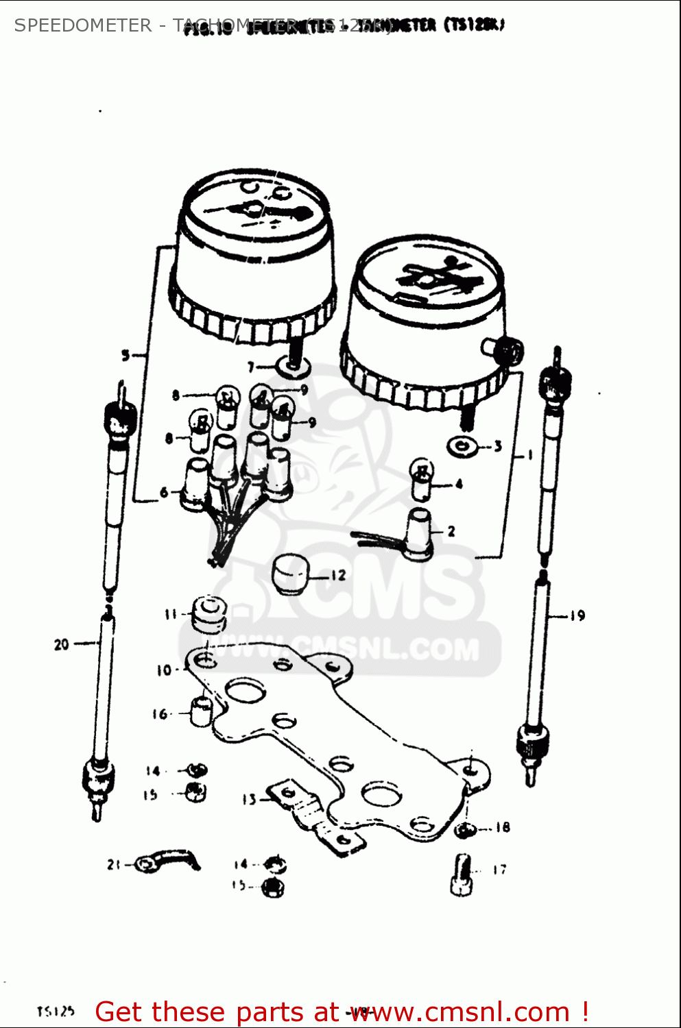 SPEEDOMETER - TACHOMETER (TS125K) TS125 1973 (K) USA (E03)