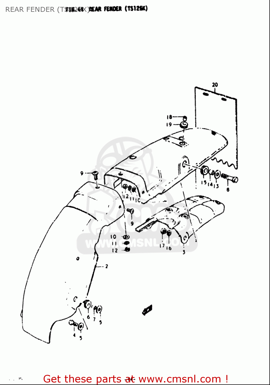 REAR FENDER (TS125X) TS125 1973 (K) USA (E03)