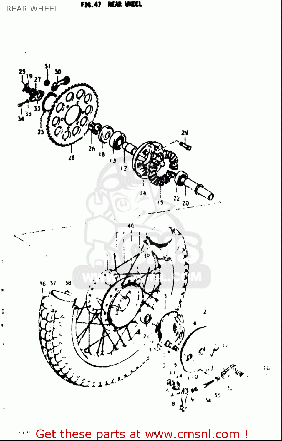 REAR WHEEL TS125 1973 (K) USA (E03)