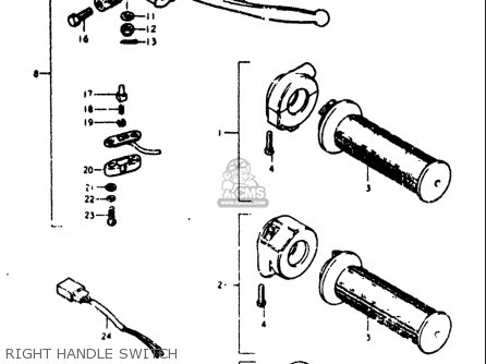 RIGHT HANDLE SWITCH - TS125 1973 (K) USA (E03)