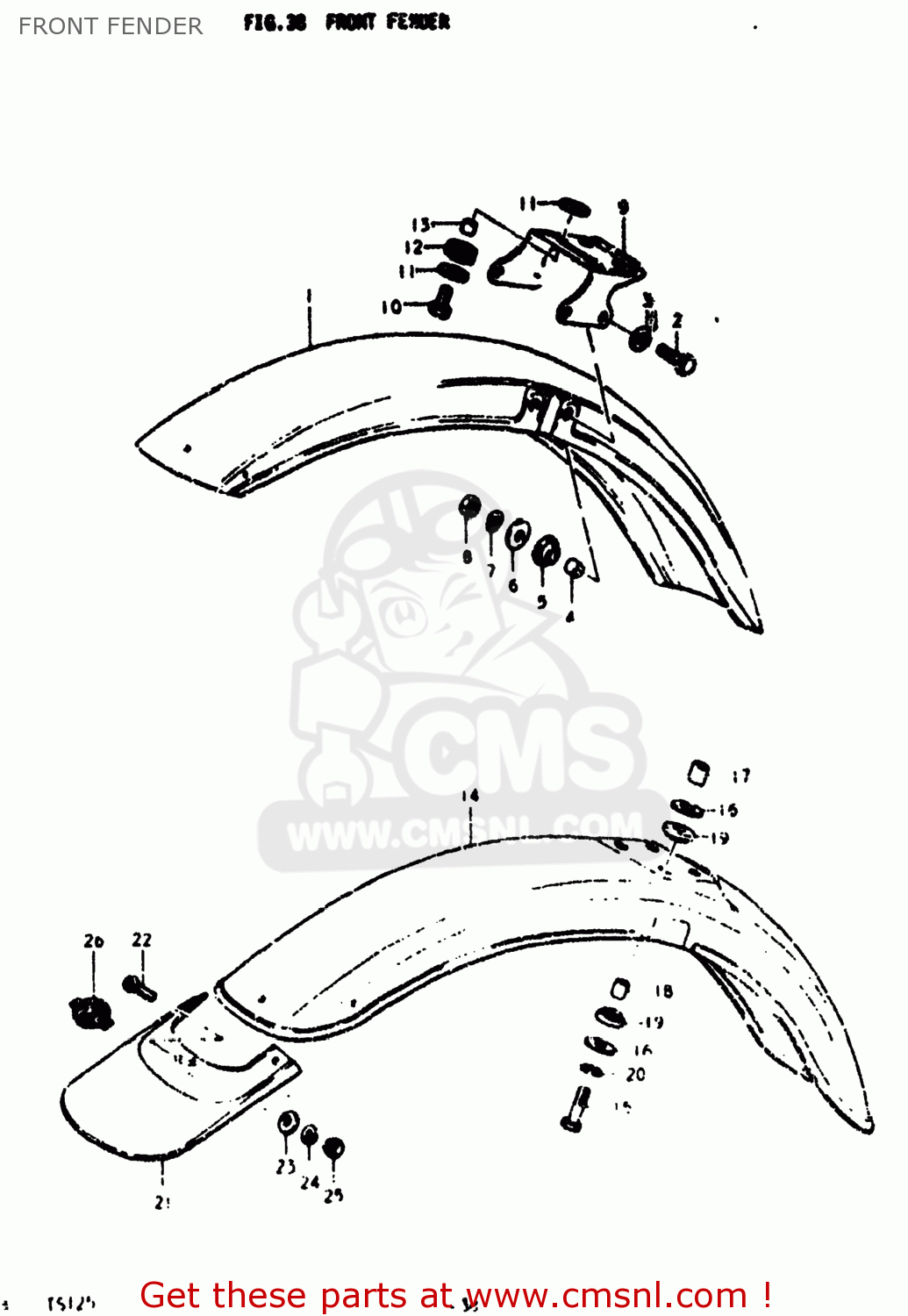 FRONT FENDER TS125 1974 (L) USA (E03)
